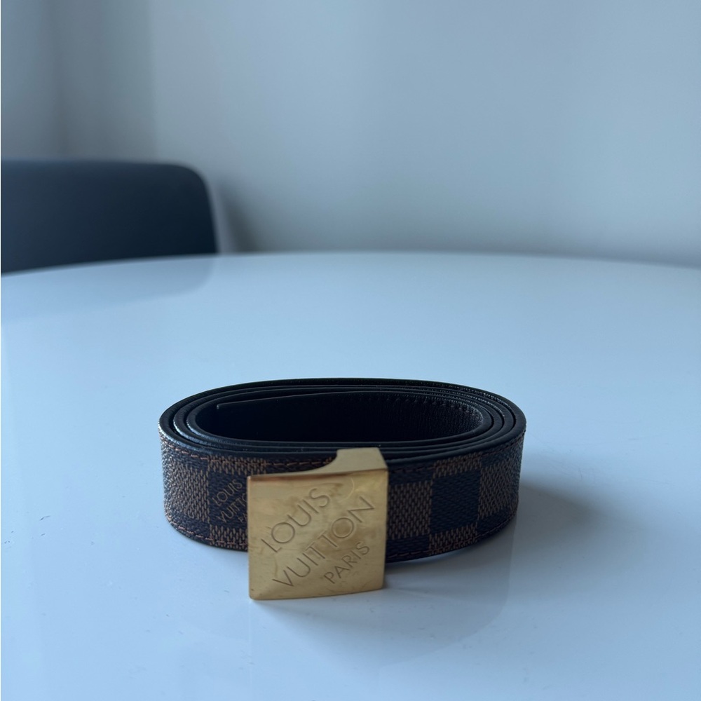 Louis Vuitton Brown Belt with Gold Buckle